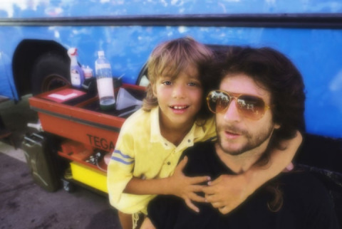 Valentino Rossi and father Graziano - Misano Adriatico in 1988 at the World superbike.