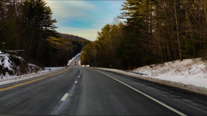 Riding on a winter highway