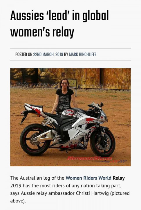 Australian Women Riders World Relay 2019