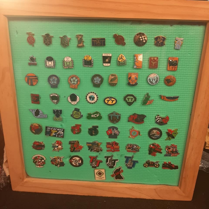 Collection of TT badges from 1954 to 2019