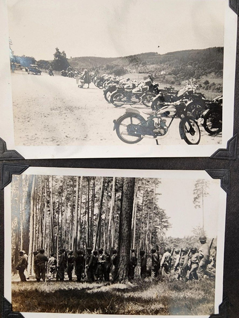 Motorcycles lined up in Germany in WW2