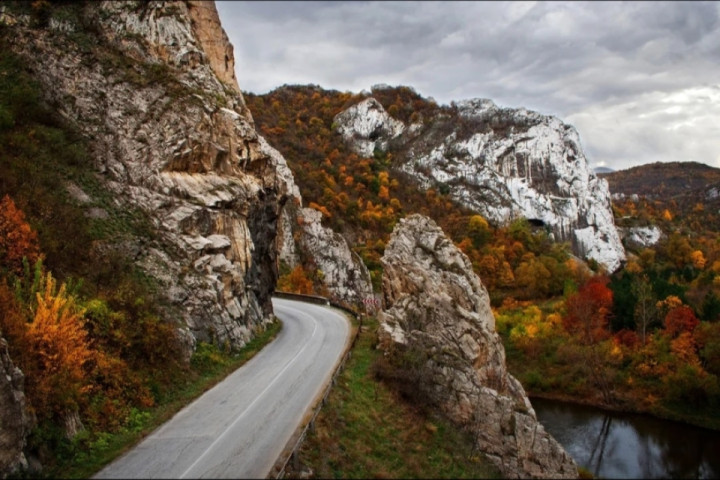 Road along the Iskar Gorge in Bulgaria