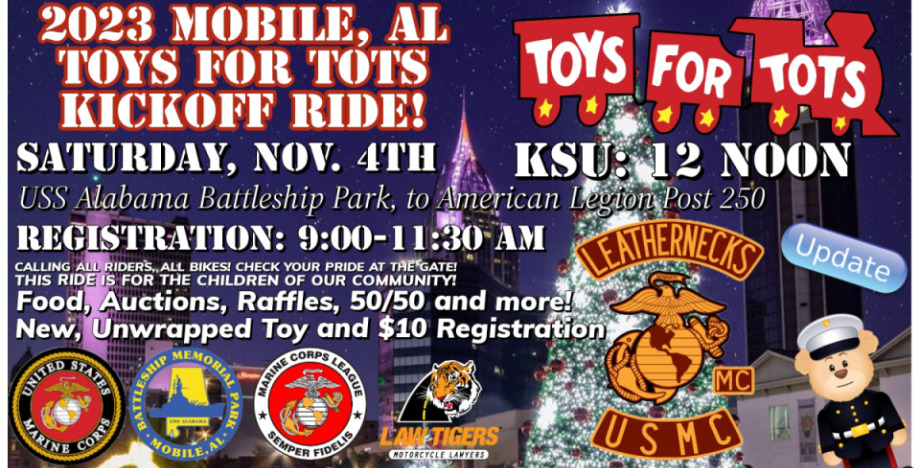 Mobile, AL: Toys for Tots Kickoff Ride!