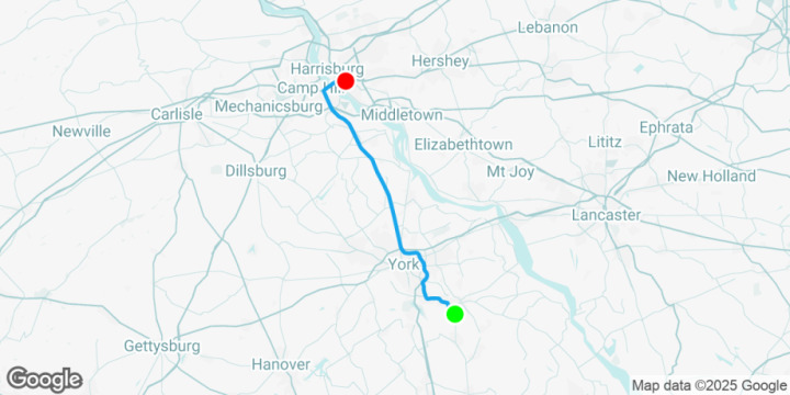 Red Lion → Harrisburg 57 km