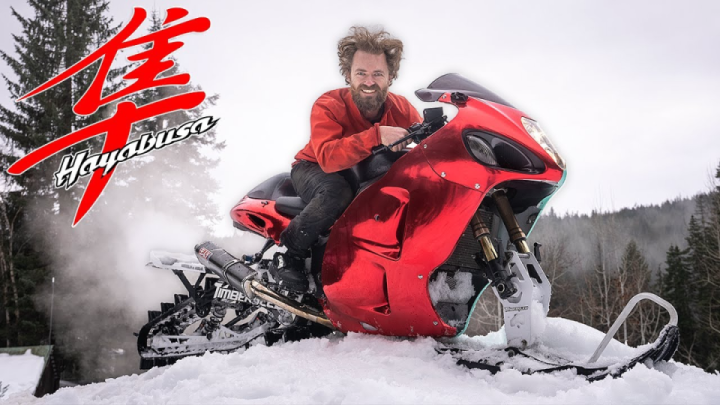 Suzuki Hayabusa Snowbike with a track kit equals winter fun