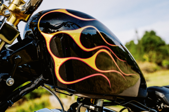 Fuel tank on Zen Motorcycle’s 2015 Harley Sportster Chopper