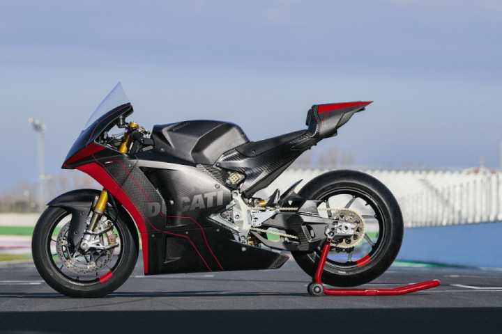 A view of the Ducati electric motorcycle