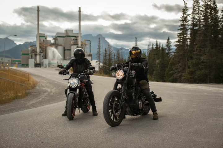 Free Men Riding Motorcycles Stock Photo