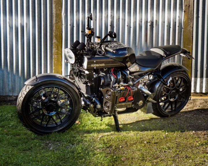 The MadBoxer custom bike with the Subaru engine