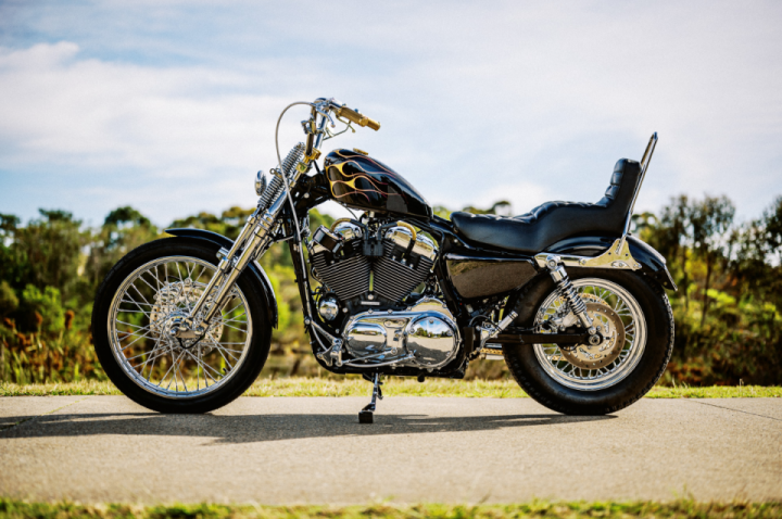 Left side view Zen Motorcycle’s 2015 Harley Sportster Chopper