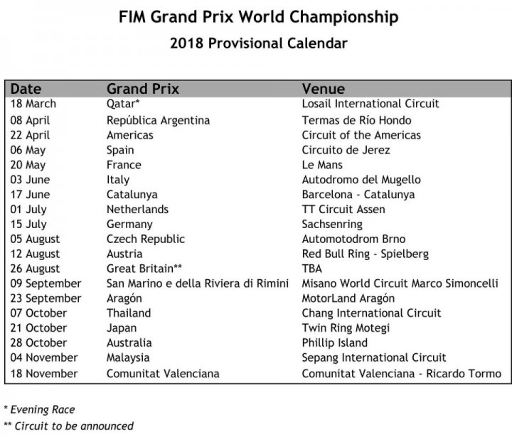 motogp calendar