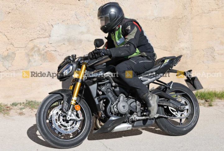 SPY SHOT: 2023 Triumph Street Triple Gets New Ohlins Front Fork