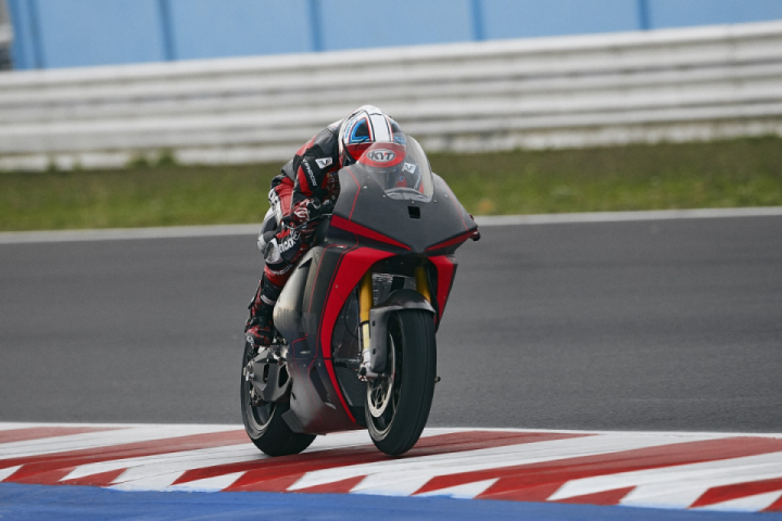 A view of the Ducati electric motorcycle