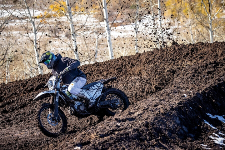 Block on his dirt bike.