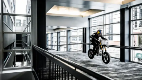 Watch Motocrosser Aaron Colton Tear Up an Empty Mall on an Electric Motorcycle