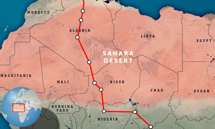 On the way through Africa, they crossed the Sahara (shown in red) - reportedly without a compass - and were the first people to ever complete the journey on a motorbike. The journey was an extraordinary adventure for its time - not least as the pioneers were women