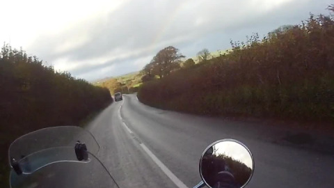 Chasing a rainbow along the A381 towards Totnes and hoping those clouds don't burst!