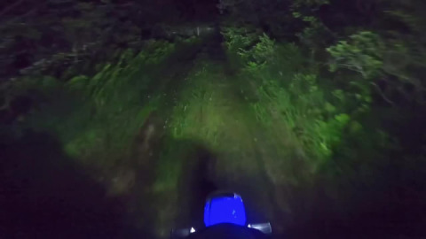 A wet stream at night