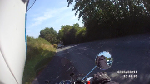 Cruising down the twisty hill towards Bickleigh, devon