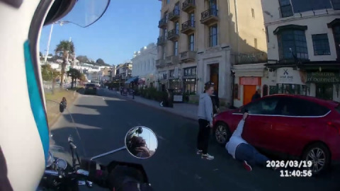 Meteor 350cc Supanova, cruising down and through the English riviera Torquay Harbour and seafront.
