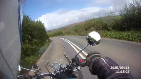 Cruising the beautiful south devon roads on Meaty my 350cc thumper.