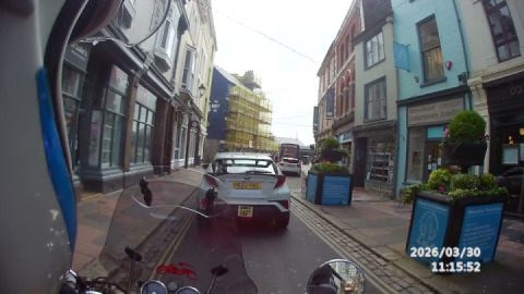 Riding into the Barbican, Plymouth, heading for Cap'n jasper's.