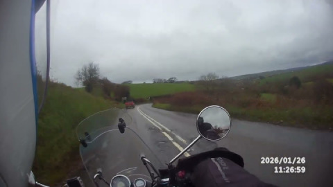 Enjoying the bends on the A379 before Modbury in a gap between the Devon storms.