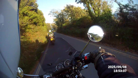 Plymouth advanced motorcyclists enjoying the bends approaching downderry in SE Cornwall