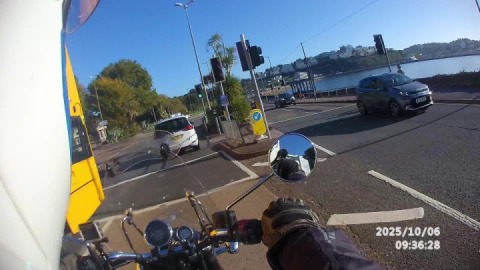Meteor 350, cruising along Torquay seafront.