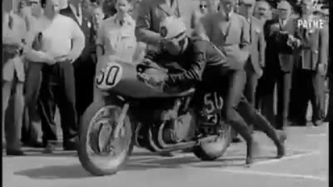 History in the making! Geoff Duke on the Gillera during the 1955 Isle of Man TT!