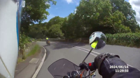 Advanced Motorcyclists on a group ride, enjoying the A388 from Launceston to Lifton.