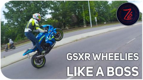 Suzuki GSXR poppin wheelies in the city like a BOSS!