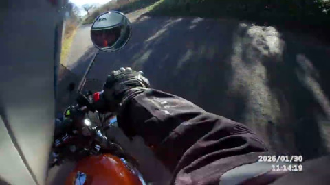 Cruising my Royal enfield interceptor down through Mamhead woods towards Starcross.