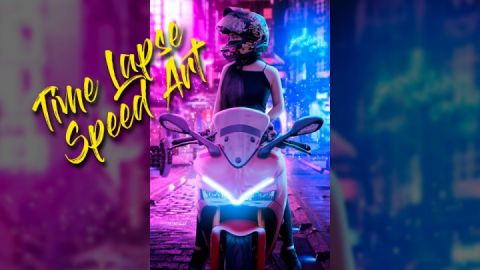 Cyberpunk Bike Portrait Edit Speed Art Timelapse