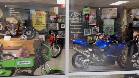 The showcase of a local motorcycle dealer looks amazing