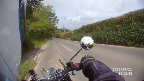Bliss . Cruising a quiet South devon Twisty A road on a 350cc Thumper!